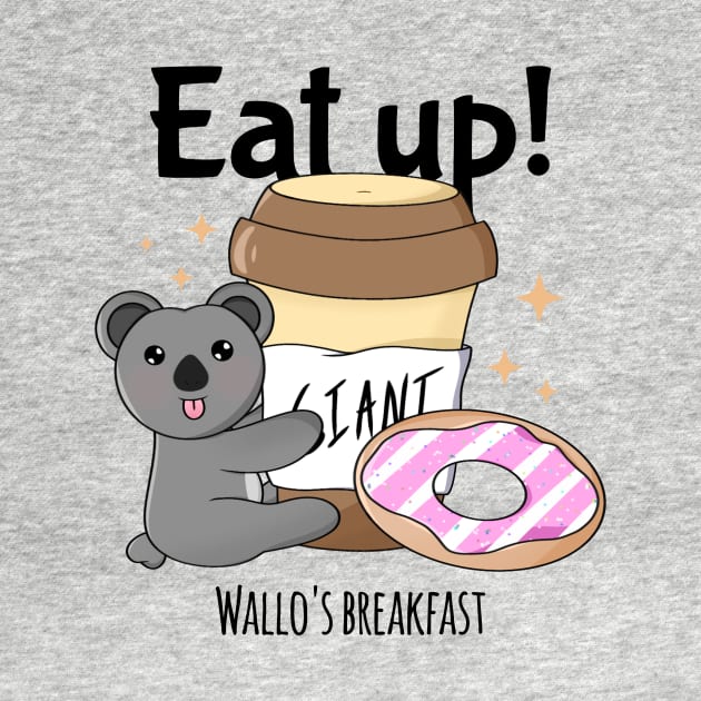 Cute Funny Breakfast Coffee And Donut Lover Kawaii Koala Meme by Keira's Art